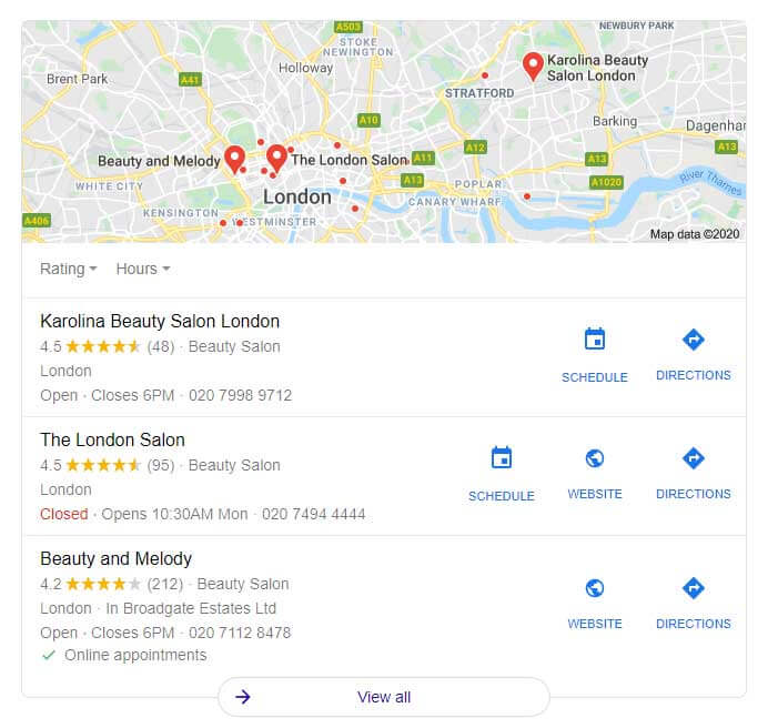 local seo for salons and how to appear high in google searches map pack