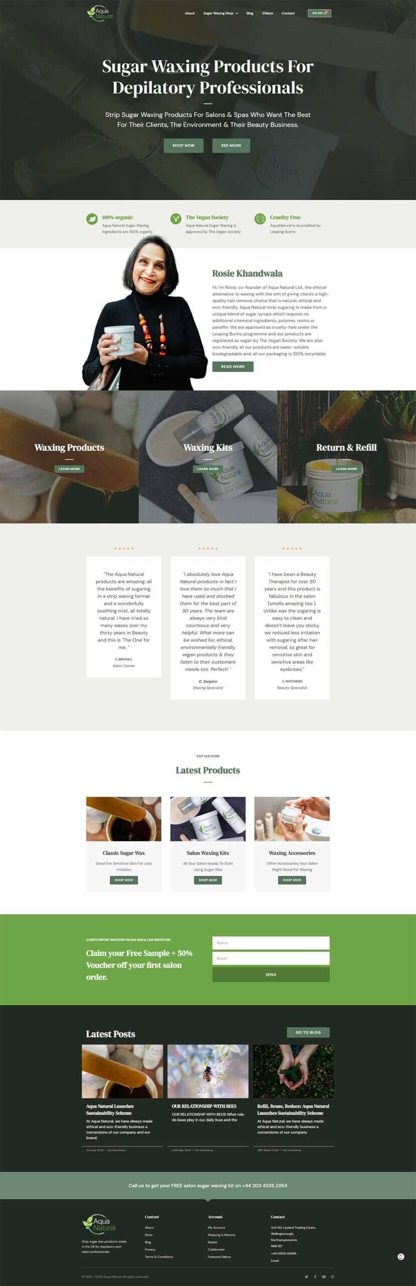 Aqua Natural Sugar waxing homepage