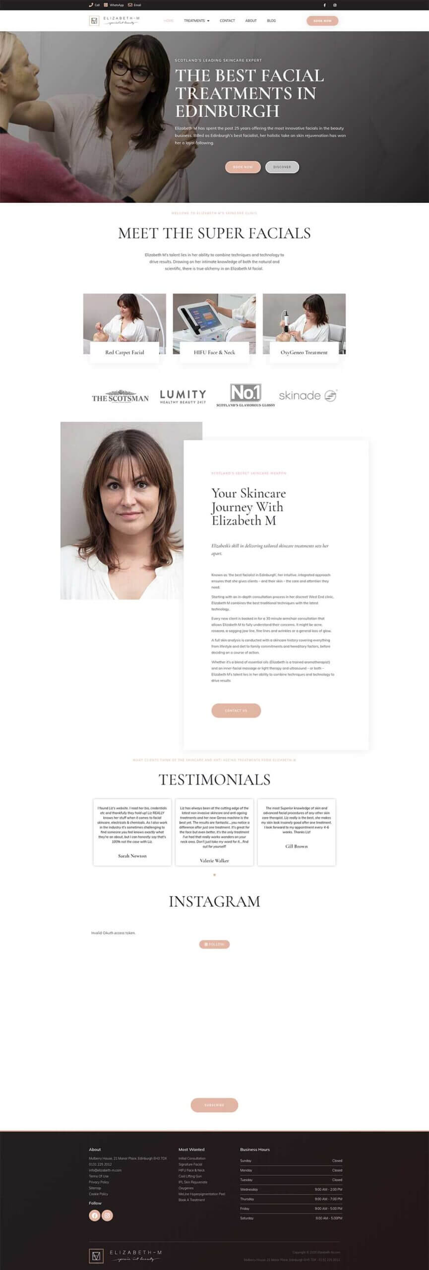 Elizabeth M Facialist and skin care clinic Edinburgh
