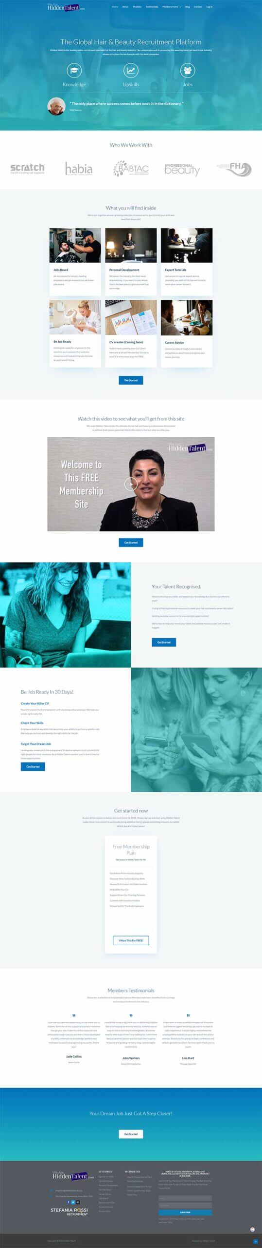 beauty industry recruitment platform website design